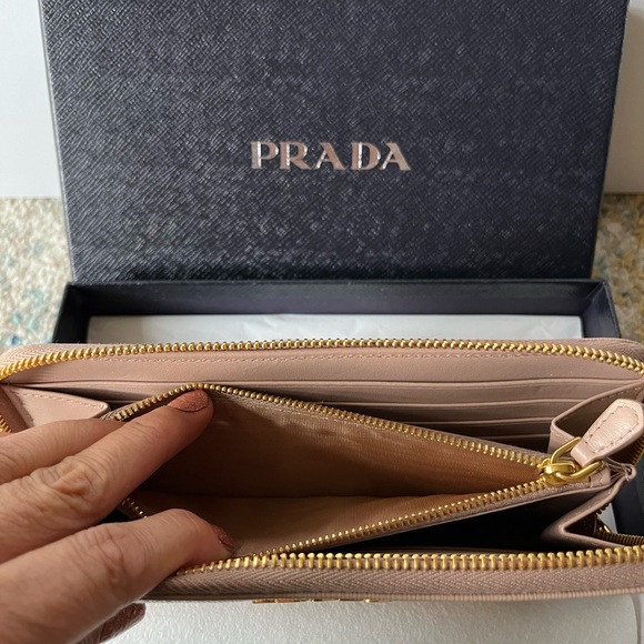 Powder Pink Prada Zip around Wallet - Picture 6 of 7